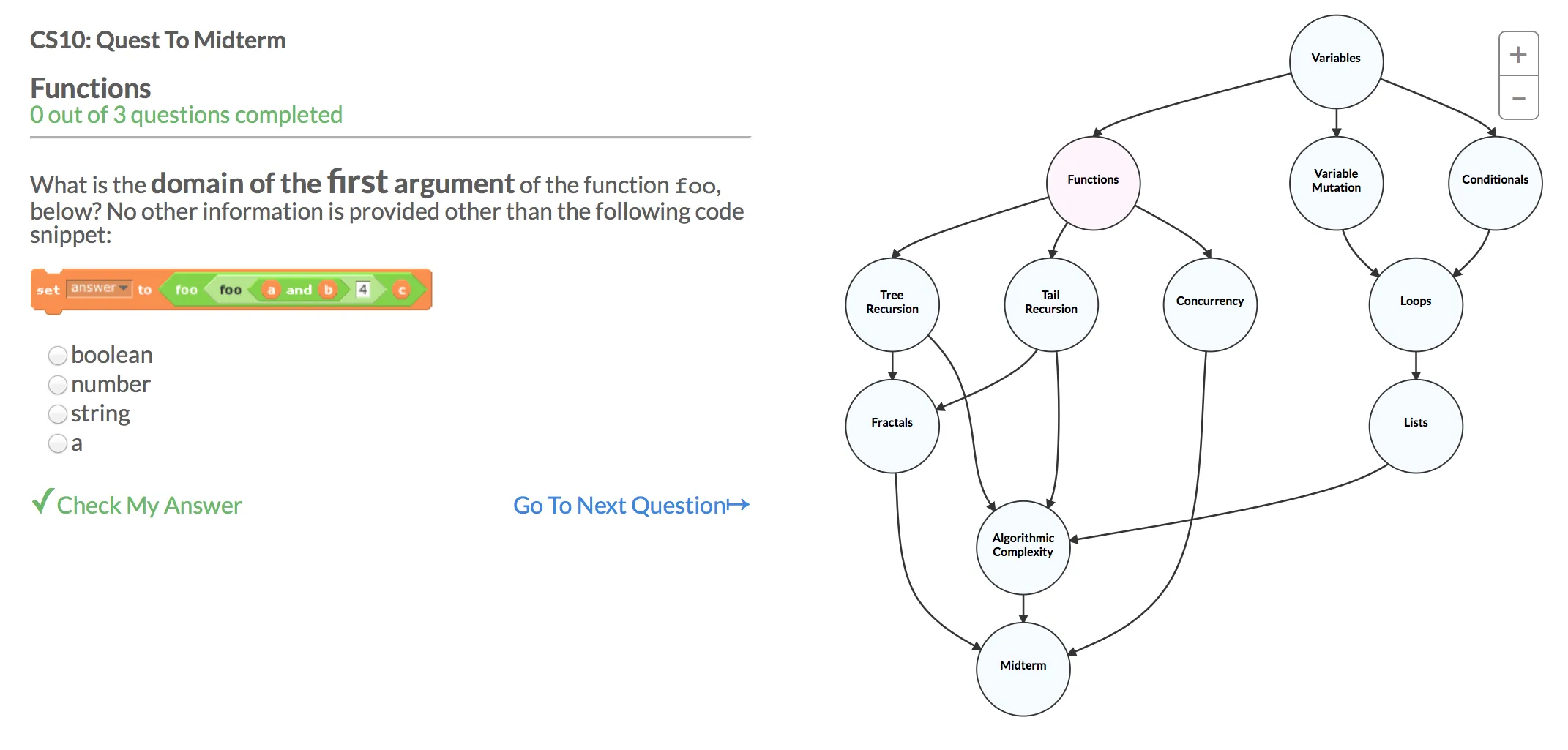 Preview of an OCTAL exercise question with knowledge map